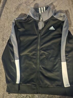 Adidas Kids Black and Gray Zip Track Jacket